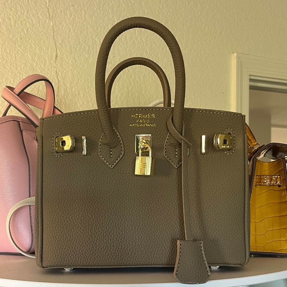 Taupe Leather Handbag Wirkin